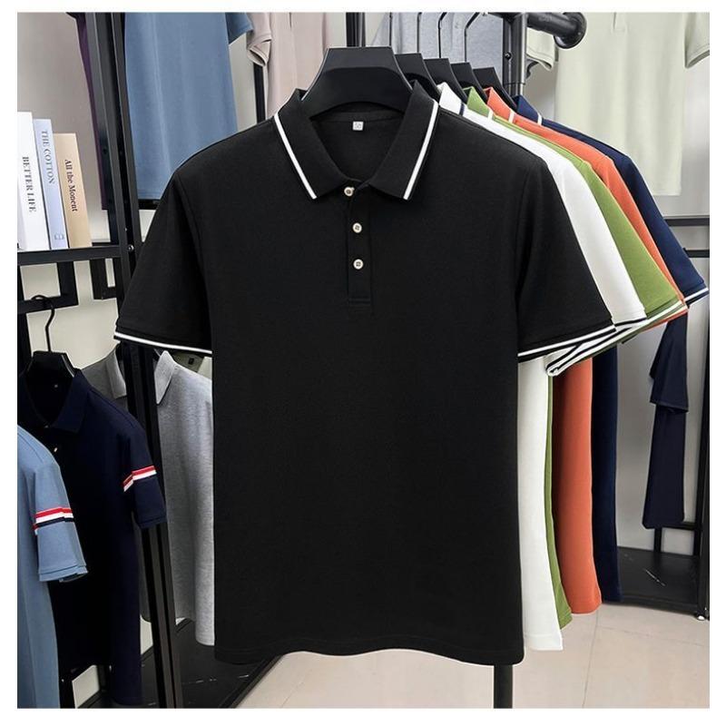 New Summer Men's Short-sleeved Solid Color POLO Shirt Cotton T-shirt Lapel Casual Top