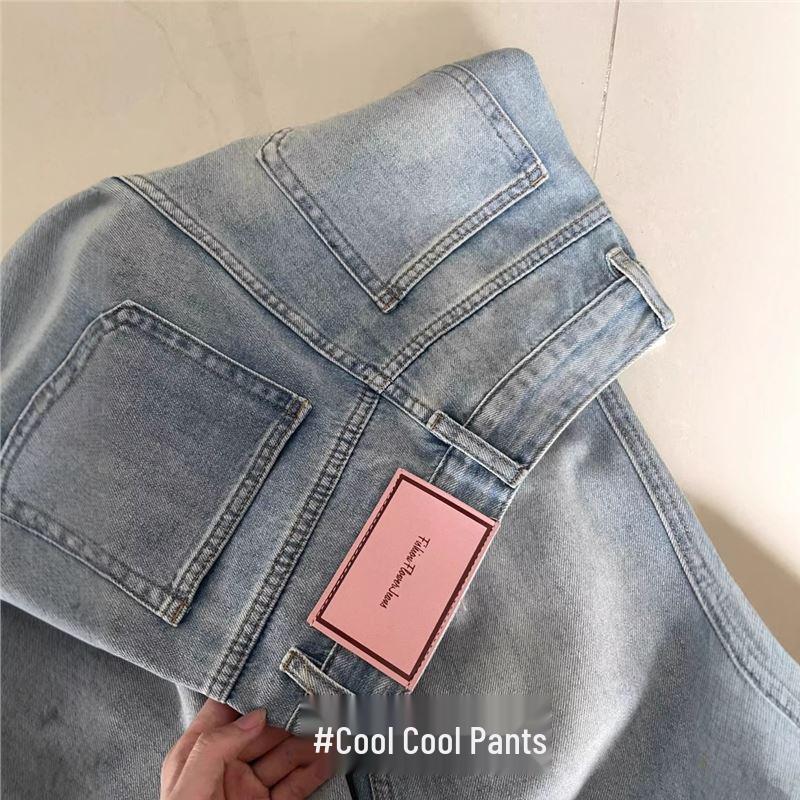 Petite High Waist Summer Jeans: Slimming, Loose, Straight Leg, Versatile, Flaw-Covering Pants for Women.