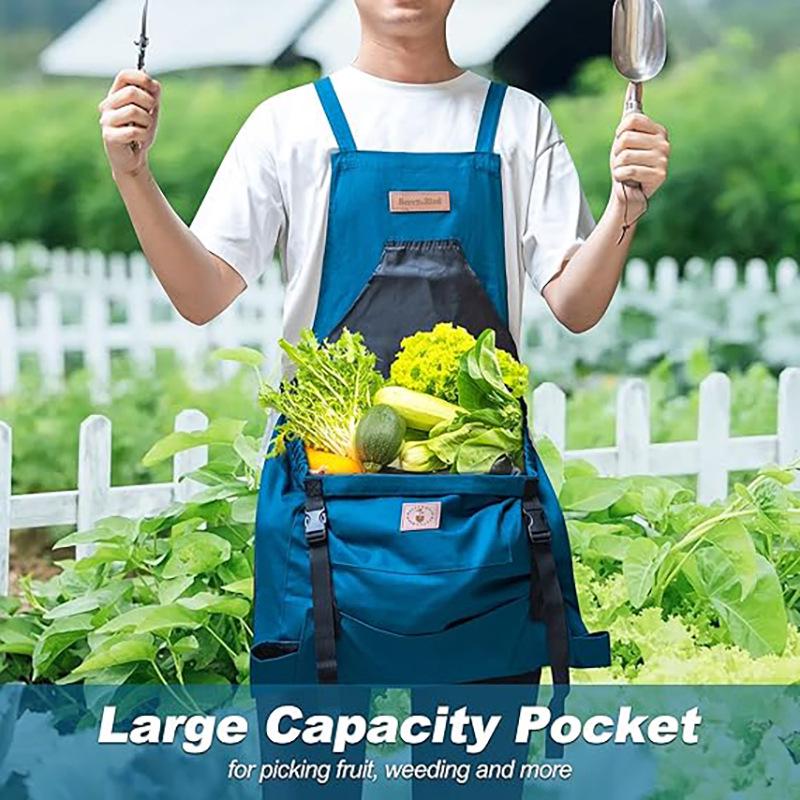 Custom Logo Gardening Apron with Quick Release and Large Pockets for Outdoor Use