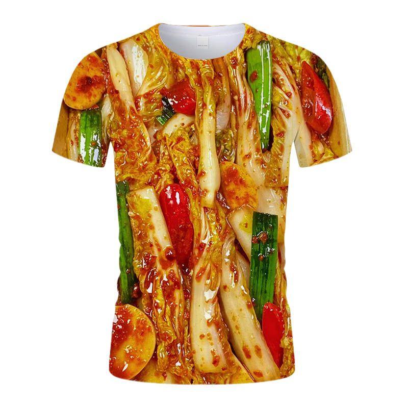 Barbecue Squid Kebab Pattern T Shirt For Men 3D Printed BBQ T-shirt Round Neck Short Sleeve Tee Shirts Tops Street Loose Tshirt