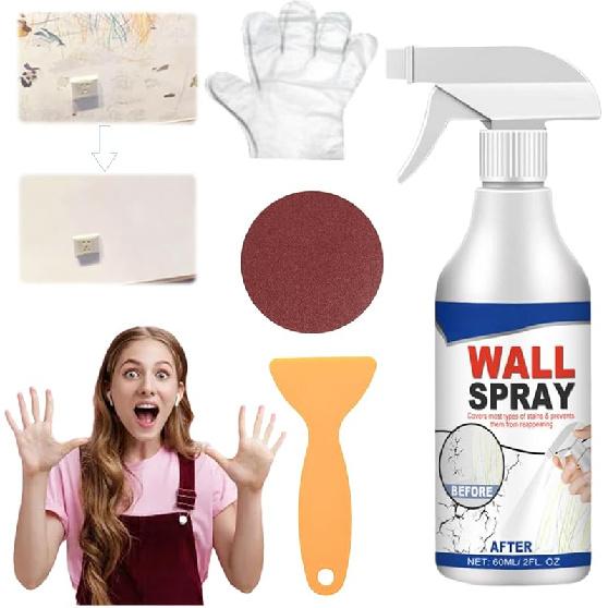 Magic Wall Repair Spray Set, Versatile Wall Repair Paint Wall Spray Paint, Water-Based Paint White Peel, Wall Mending Kit for Seamless Repairs - Dust