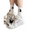 Original black and white open smile ugly cute big head shoes women's niche design casual shoes student party versatile skateboard shoes
