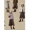 ZIHAN Women's Retro Irregular Plaid A-Line Skirt