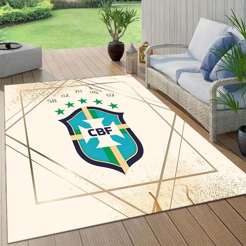 Brazil National Football Team2 Flannel Pattern Square Carpet,Area Rug,Carpet Rug for Living Room Bedroom Sofa Playroom Decor,Non-slip Floor Mat