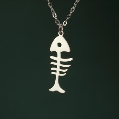 My Shape Katzen- und Fischgräten-Anhänger Halsketten für Damen Mädchen Kätzchen Tiere Charms Halskette Choker Edelstahl Schmuck