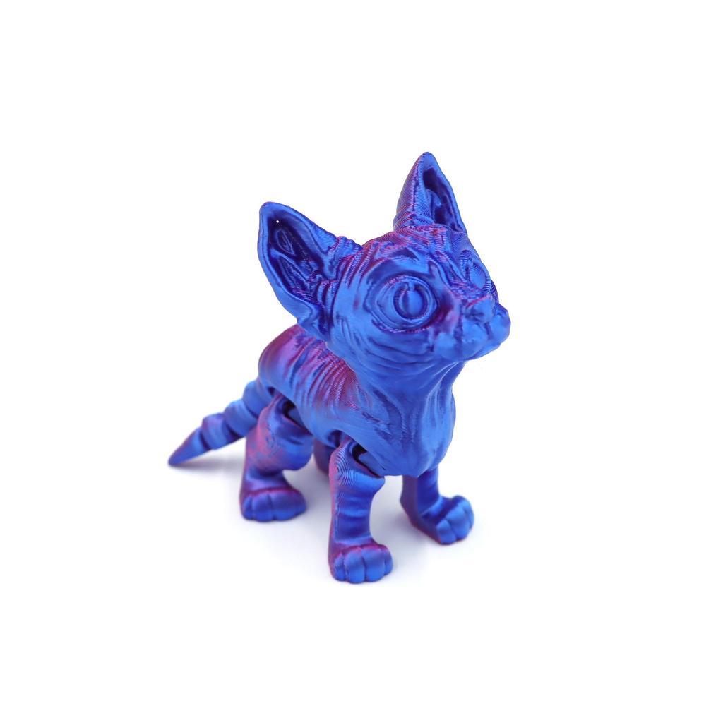 3D Printed Hairless Cat Model: Movable Joint Kitten Toy Ornament