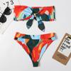 1011 New Printing Tie-dye Sexy Tube Top Bikini Swimsuit Female Slim Two-piece Set Split European and American Explosion