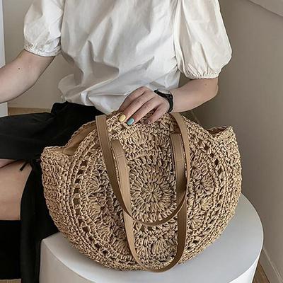 Sacs de Plage pour Femmes Grand Sac à Main en Paille Fleur Creuse Designer Sac à Bandoulière Féminin