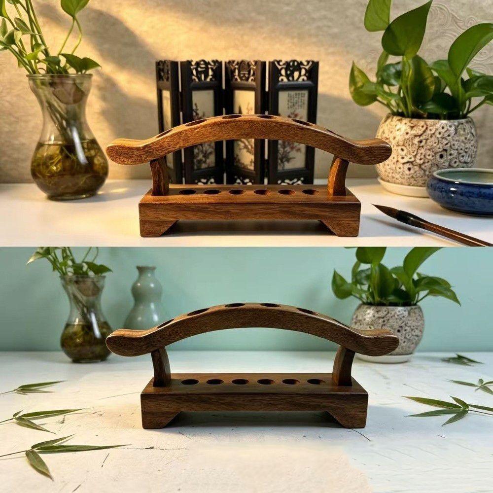 Simple Wooden Pen Holder Multifunction Tea Tools Storage Rack Desk Organizer Office Supplies