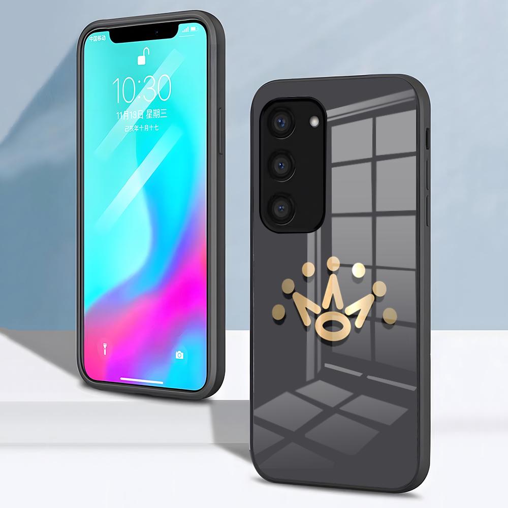 

Чехол для телефона S-Scotty C-Camerons для Samsung S26 S25 S24 FE S23 S22 S21 Plus S20 Ultra Note20Ultra Черная стеклянная крышка Galaxy S23 Ultra
