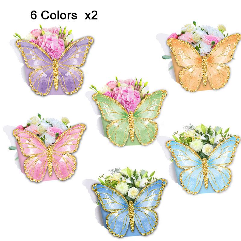 

12pcs Color Butterfly Gift Box Flowers Packing Box Birthday Party Decoration Wedding Supplies Baby Shower Cookie Candy Box 12pcs