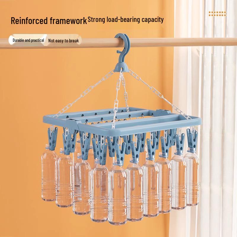32-Clip Multi-Functional Plastic Drying Rack for Socks