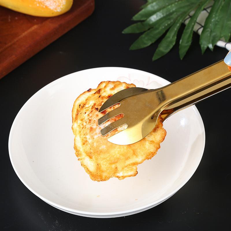 Mehrzweck-Gold-Lebensmittelzange Clips Brot Steak Clip Edelstahl Antihaft Ablassölklemme Heimküchenzubehör Utensilien