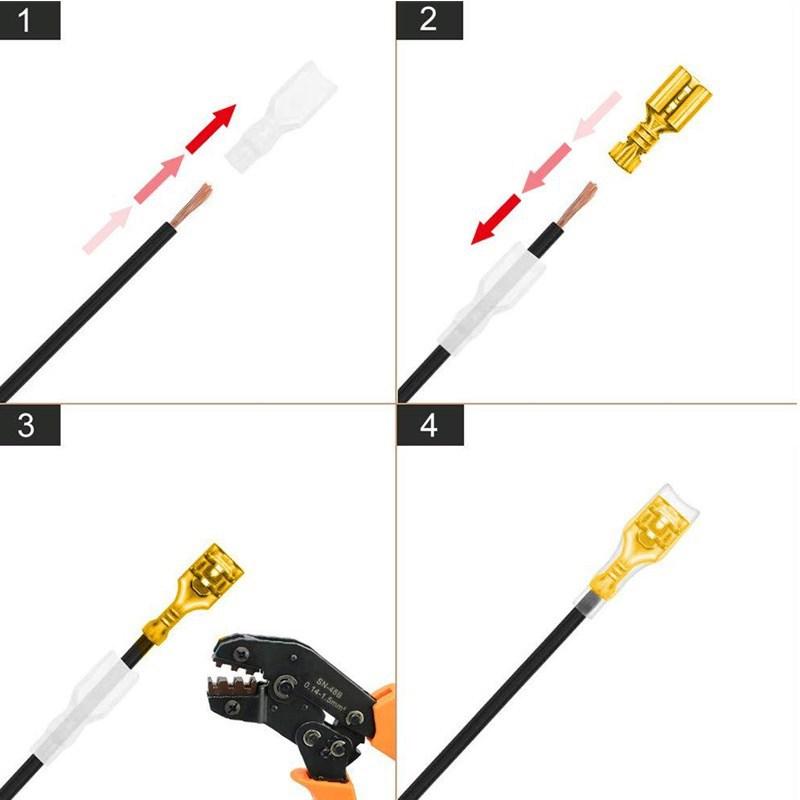 Cold Pressed Reed Terminals 2.8/4.8/6.3mm Insulated Male And Female Spade Crimp Terminals Wire And Cable Connector Combo Kit