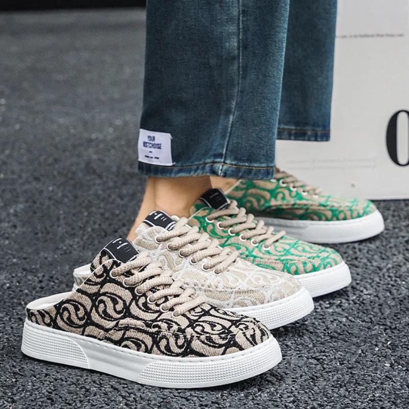 Fashion Men Half Slippers Outdoor Men's Slippers Summer Loafers Non-slip Male Casual Shoes Lightweight Flats New Men's Sneakers Tenis