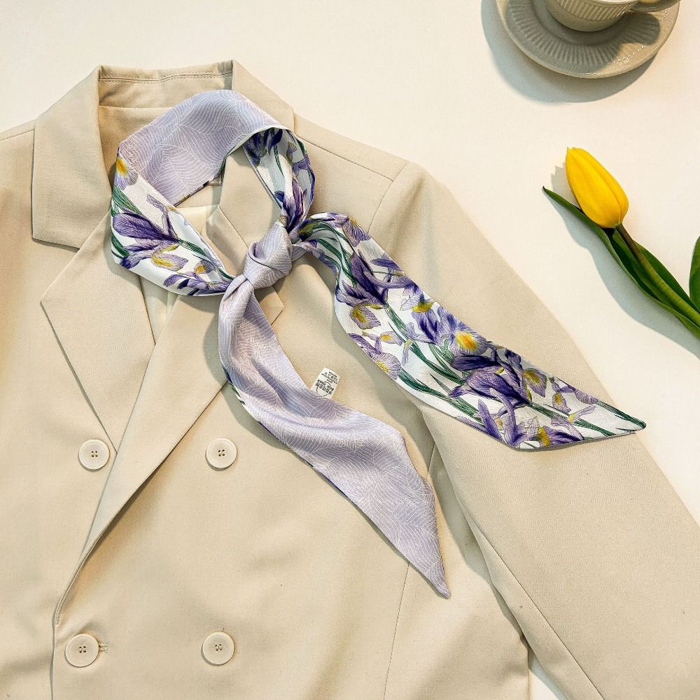 Korean Style Women Silk Scarf Hair Accessories Printing Neckerchief Floral Satin Hair Band  Beach