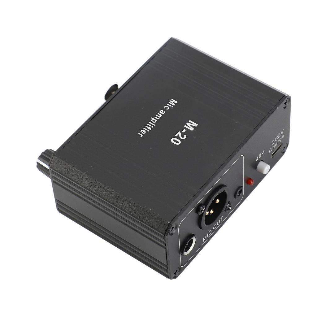 Microphone Preamp High Gain 48V Phantom Power XLR Output Mic Preamplifier for Dynamic and Condenser Microphones Booster