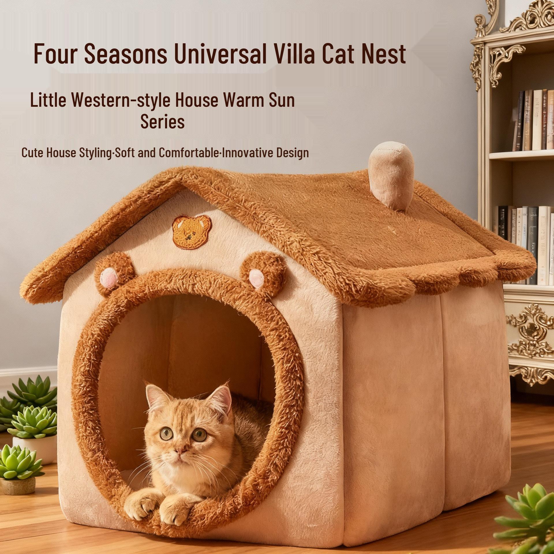 

Indoor Cat Bed & Small Dog Nest Mat - Cage Style Cat Villa Small (30*28*27)