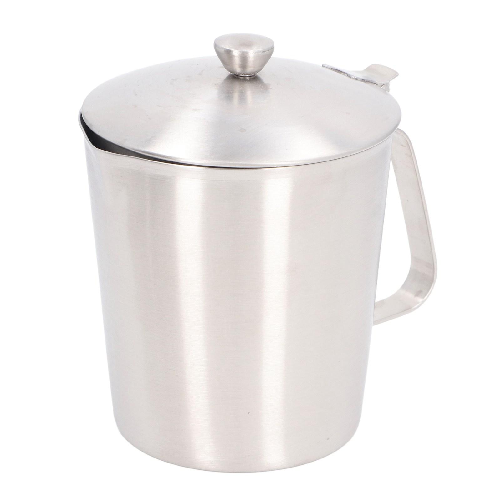 

Толстостенный мерный стакан из нержавеющей стали 304 с маркировкой, ручкой и крышкой для вспенивания молока, латте-арта