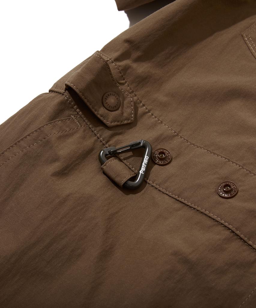 Penfield Open Collar Waist Adjustment Shirred Dress Brown_Fs2Ws01F