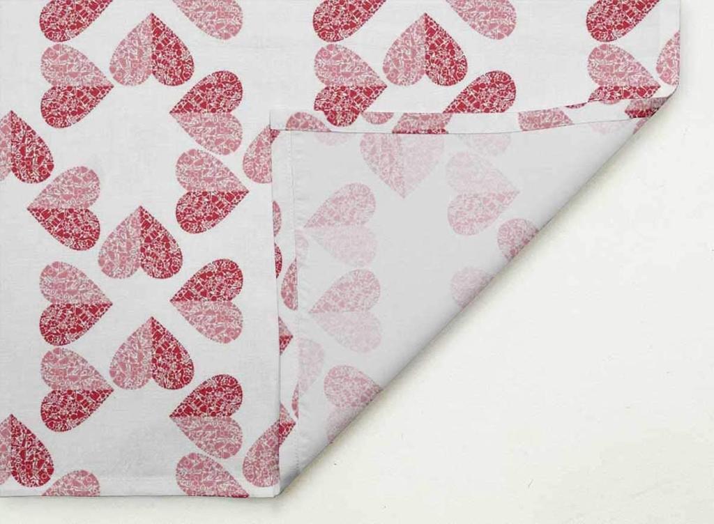 S4Sassy White Red Heart Feriefester Klut Bord Lin Gjenbrukbart middagsservietter sett 18 x 18"(Pakke med