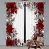 Set Of 2 Flat Printing Window Drapes Christmas Floral Frame Digital Printed Polyester Party Decorations Use Festive Curtain