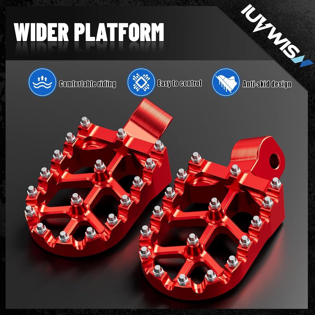 Dirt Bike Foot Pegs Footpegs Rest Pedal CNC for MX 650 500 MX650 MX500 SX500 MX350 Electric Dirt Bike Red