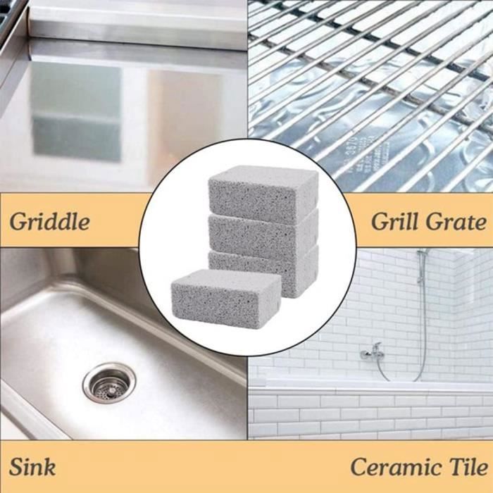 Bloc nettoyage pierre ponce - AUTREMENT - 4 pièces - Blanc/Gris - Pour grilles de barbecue - Multi-usages