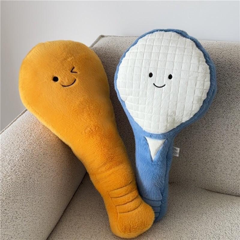 Cartoon Featherball Plush Cushion With Embroidered Design For Home And Office Lounge Decor
