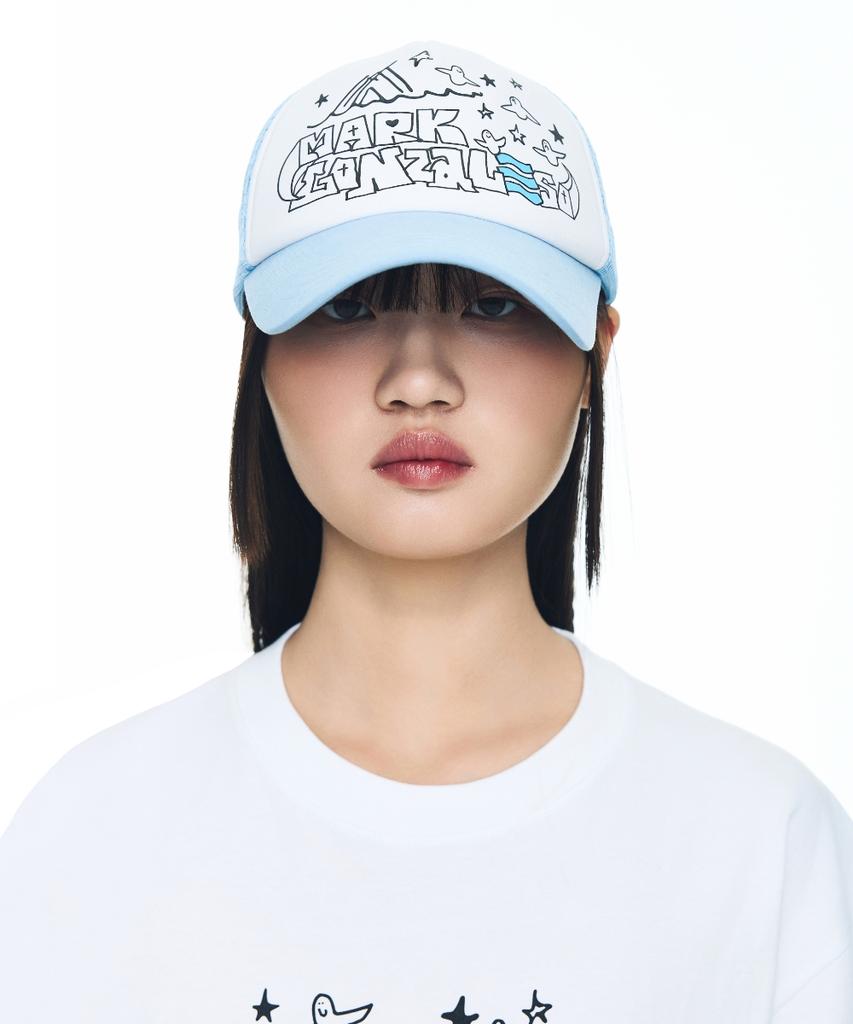 MARK GONZALES X Barrel Mesh Trucker Cap - Blue