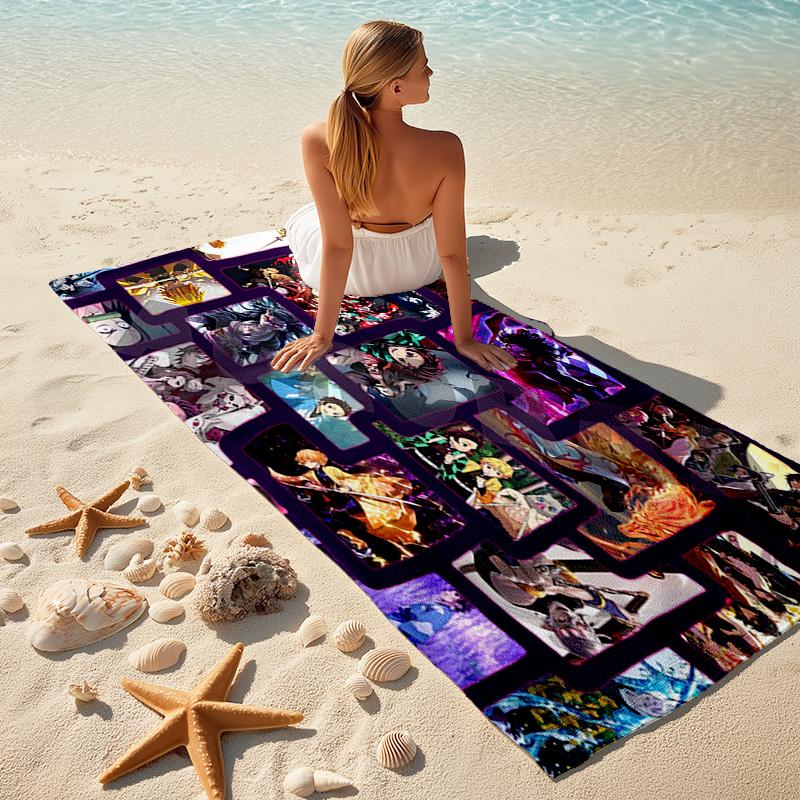 Japanese artist Koyoharu Gotouge's Demon Slayer beach towel, outdoor camping vacation swimming beach towel, outdoor absorbent bath towel blanket K18