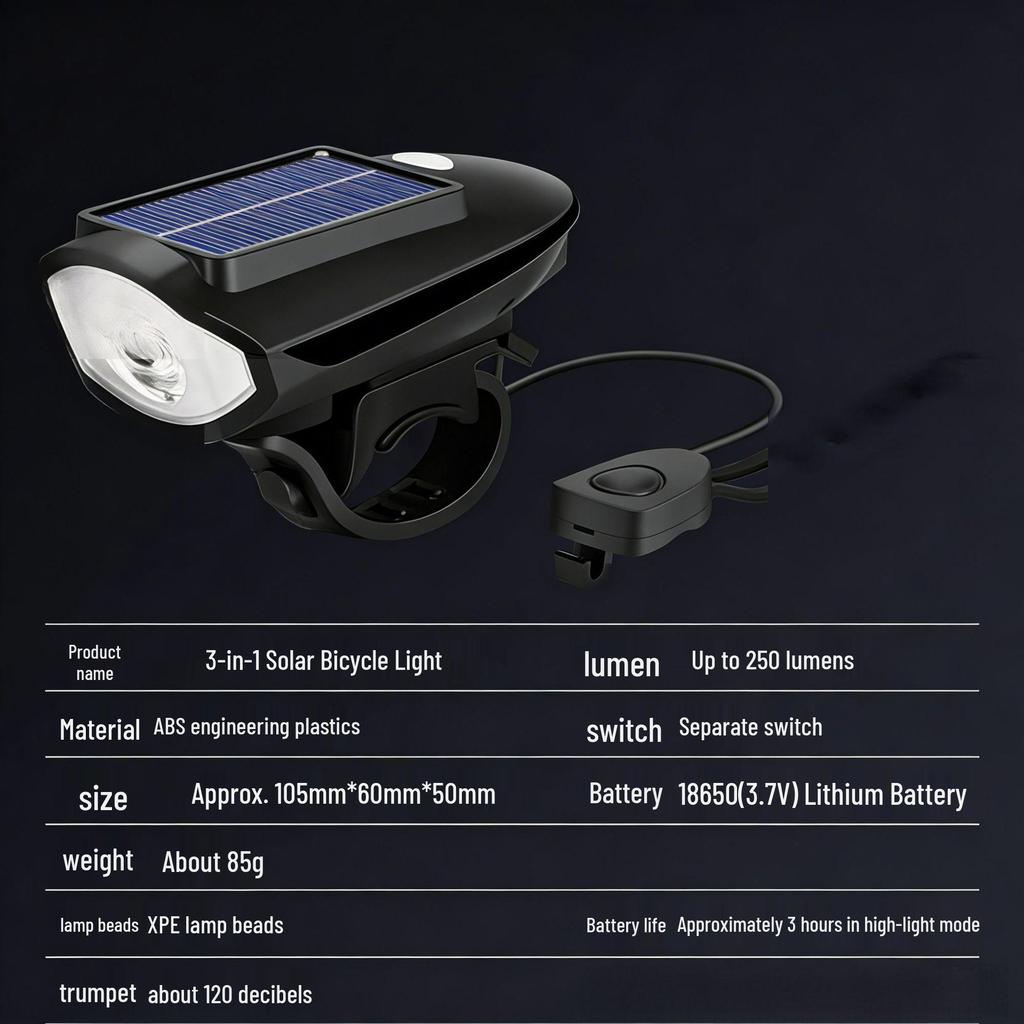 "USB Chargeable Bicycle Horn & Headlight for Night Riding - High-Brightness Warning Light for Mountain Bikes"