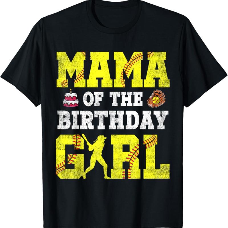 Mama Of The Birthday Girl Softball Player Family T Shirt S разноцветный