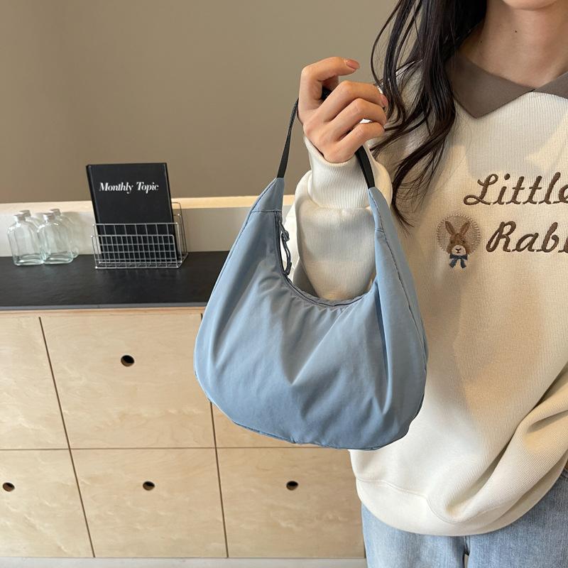 

Harajuku style solid color daily underarm bag Korean version casual ins style one shoulder crossbody dumpling bag синий