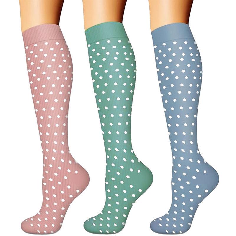 3-Pair Compression Socks for Outdoor Sports, Running, Fitness, Cycling, Jump Rope - Elastic Calf Support