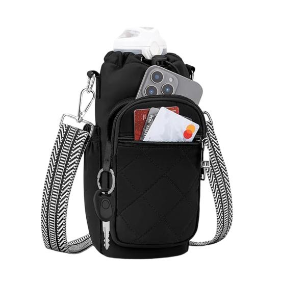 

Sports Water Bottle Bag Thermal Insulated Kettle Holder Lightweight Crossbody Water Bottle Carrier for Hiking Travel Gym чорний