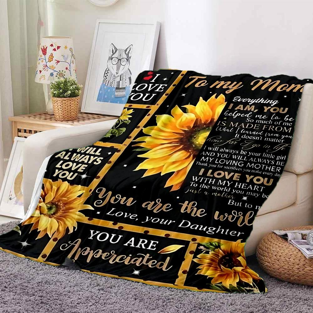 1pc Sunflower Mom Poster Blanket - Perfect Gift for Birthdays, Christmas & Halloween- Soft, Warm & Versatile yy250909099