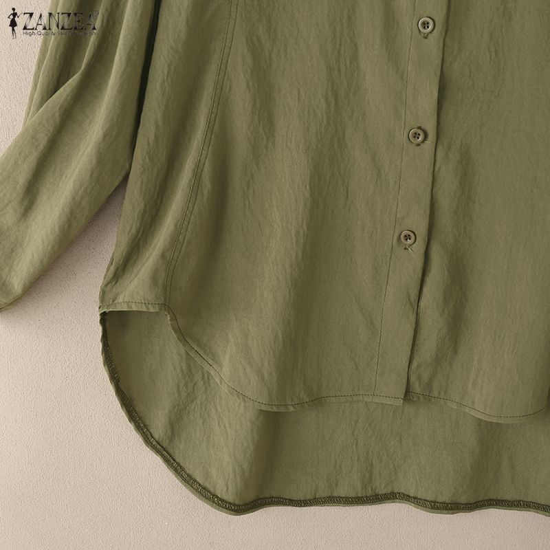 ZANZEA Women Turn Down Collar Loose Casual Long Sleeve Blouse