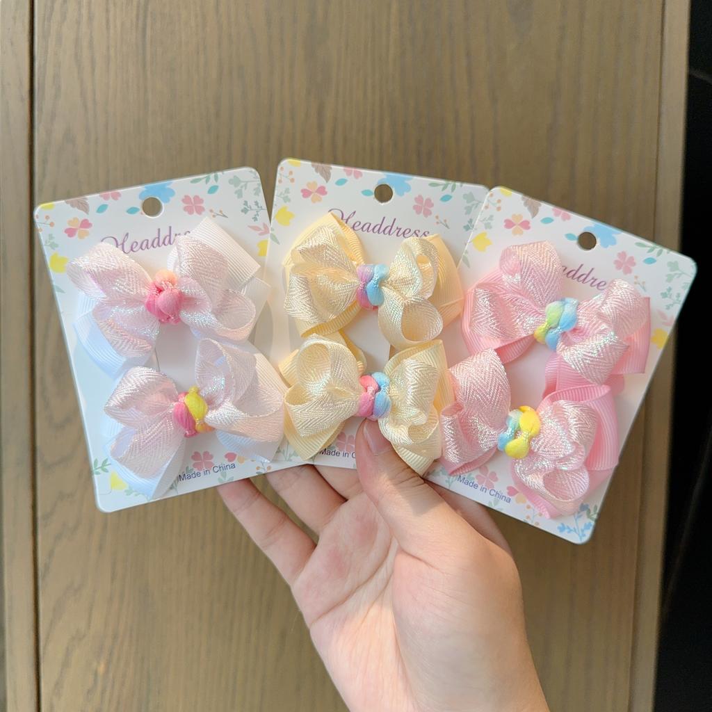 2Pcs/Set New Solid Hairpins Bows for Baby Fashion Bright Hair Accessories Hair Clips Girls Hairpins Children Barrettes