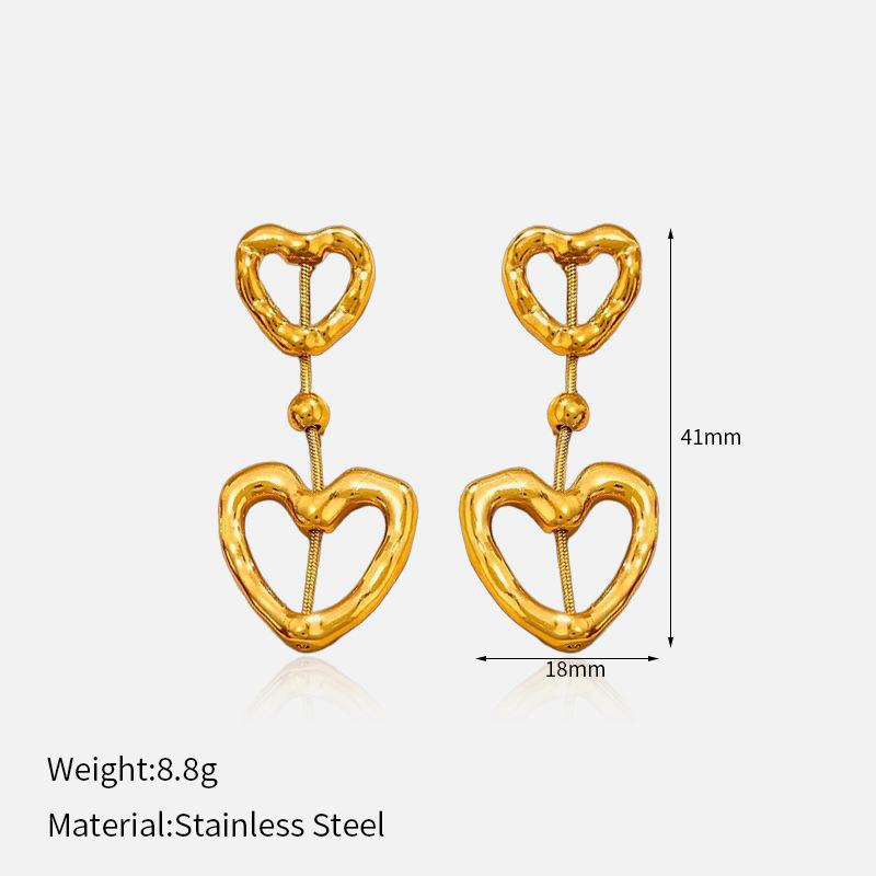 

Heart Titanium Steel Earrings 18K Gold Stainless Steel Stud Earrings Luxury Premium Tarnish Free Ear Jewelry For Women 1