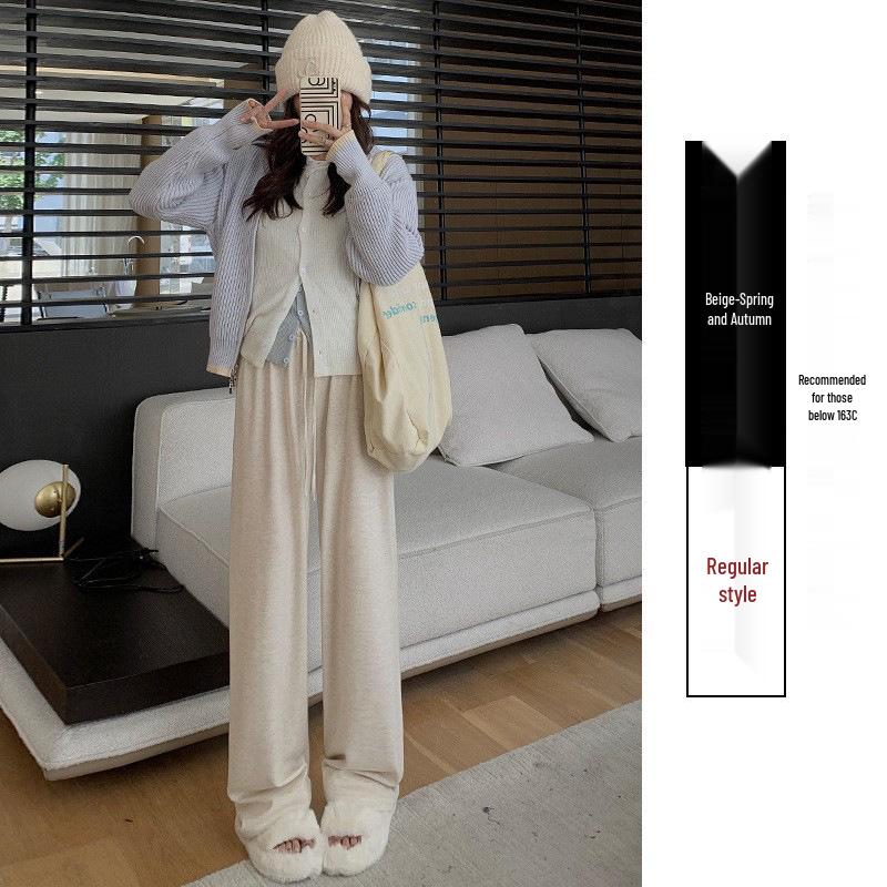 

Spring & Autumn Women s Loose High-Waisted Knitted Pants - Casual Wide-Leg & Narrow Straight-Leg Styles Large