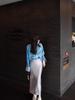 Elegant Vinegar Satin Skirt: Glossy Texture with Side Slit