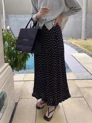 2025 Early Spring Retro Polka Dot High Waist Midi A-line Skirt