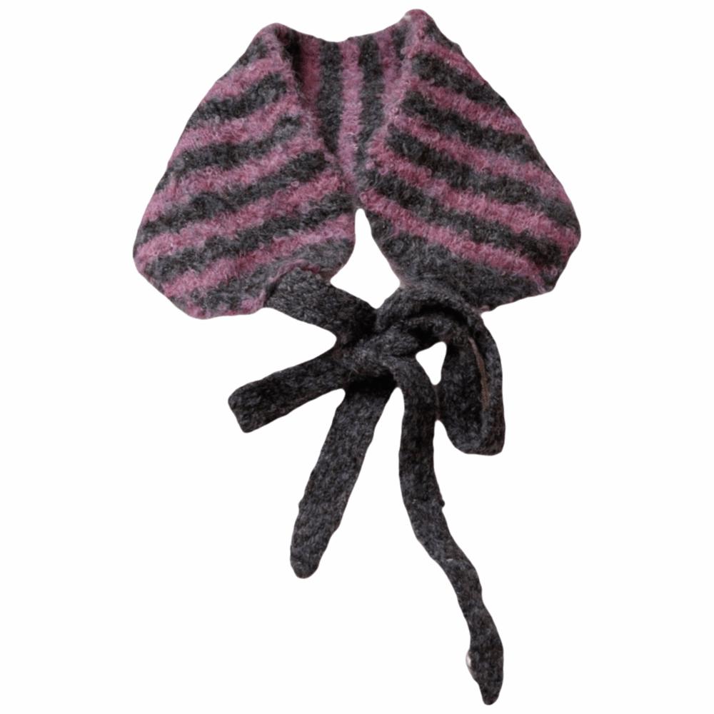 

Personality Contrasting Stripes Knitted Earmuffs Synthetic Wool Straps Warm Ear Warmer Outdoor рожевий/сірий