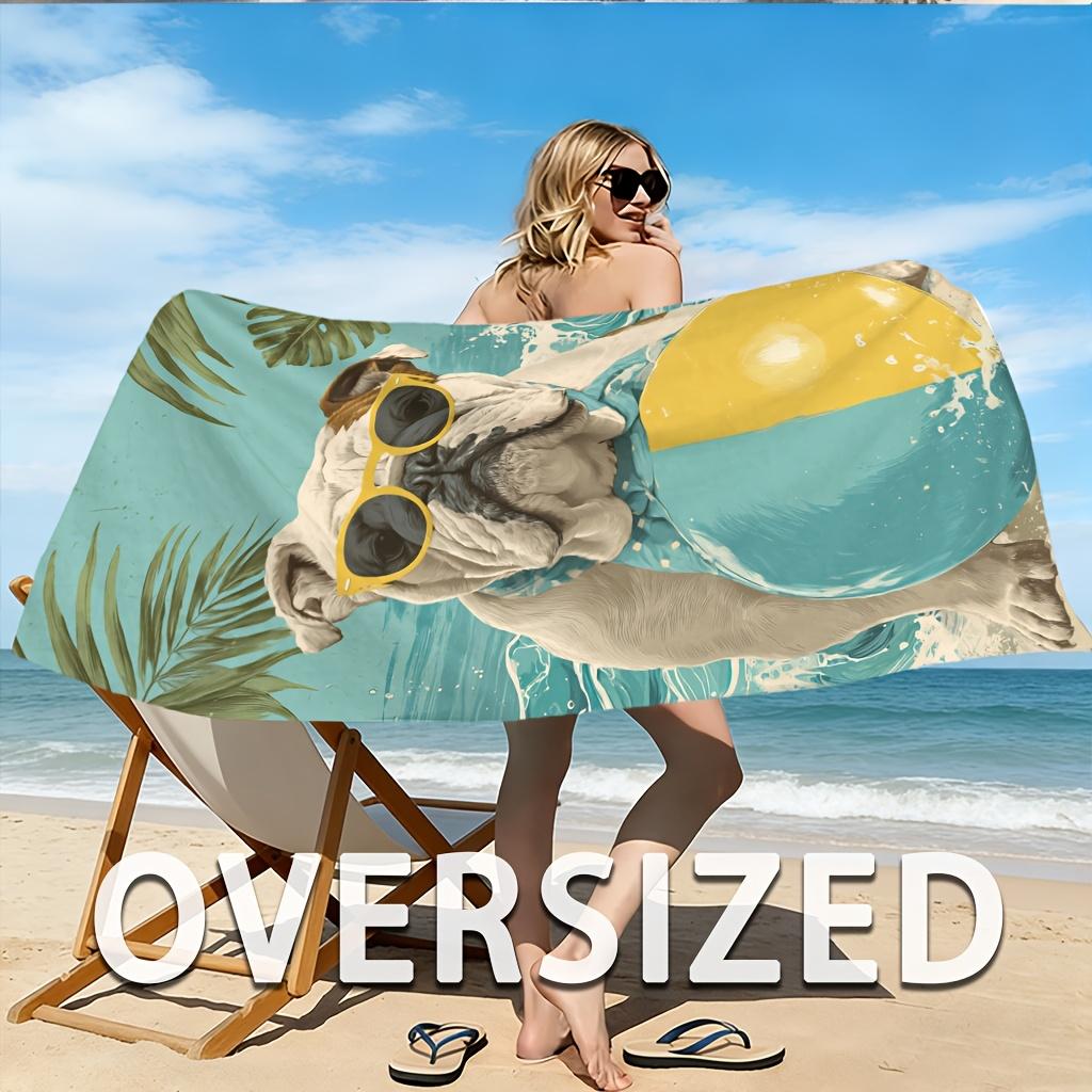 Asciugamano da Spiaggia Bulldog Inglese Stampato Oversize Asciugatura Rapida Senza Sabbia per Spiaggia Piscina Nuoto Viaggio Morbido Assorbente Asciugamano Regalo
