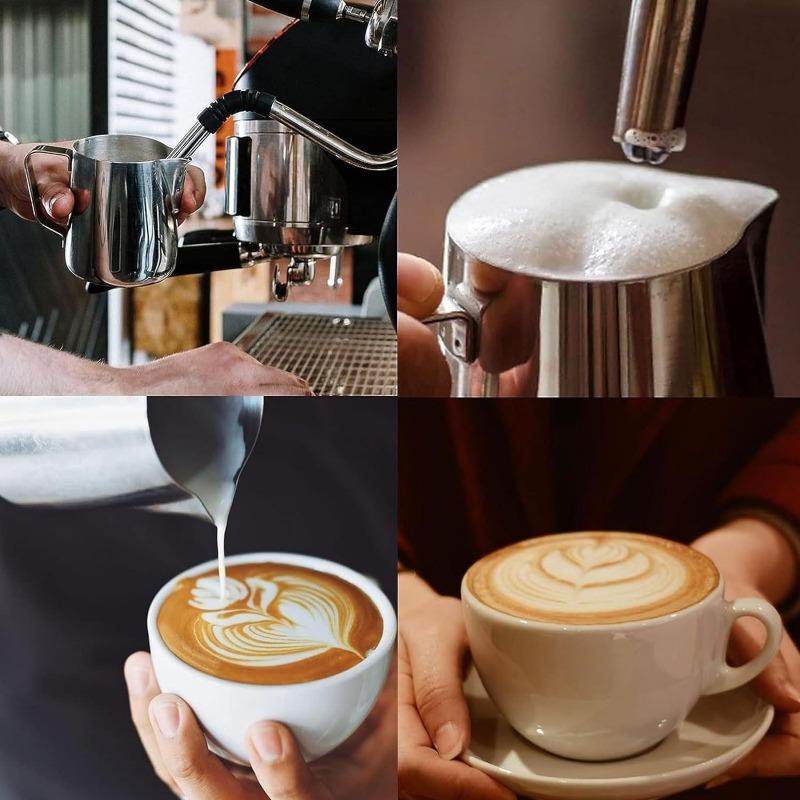 1 Set Stainless Steel Flower Tank Coffee Milk Jug Measuring Cup Fancy Coffee Utensil Flower Needle Coffee Decoration Template