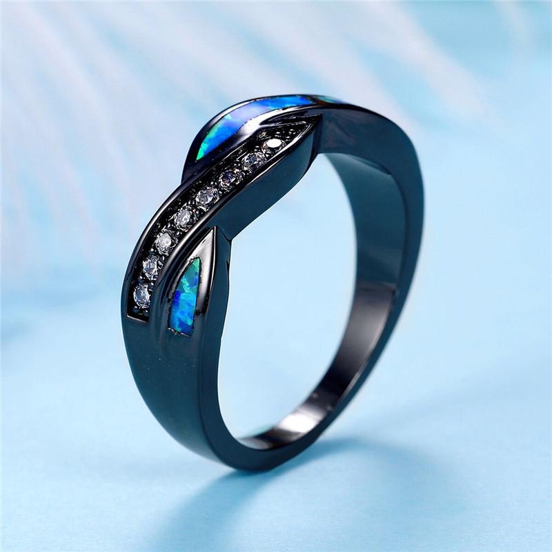 Elegant Blue Opal Ring For Women Featuring Floral Design And Luxurious Materials