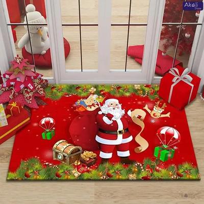 Tapis Décoratif Antidérapant de Noël Tapis de Porte d'Entrée Tapis Absorbant pour Cuisine Salle de Bain Tapis de Sol Décoration Fête du Nouvel An