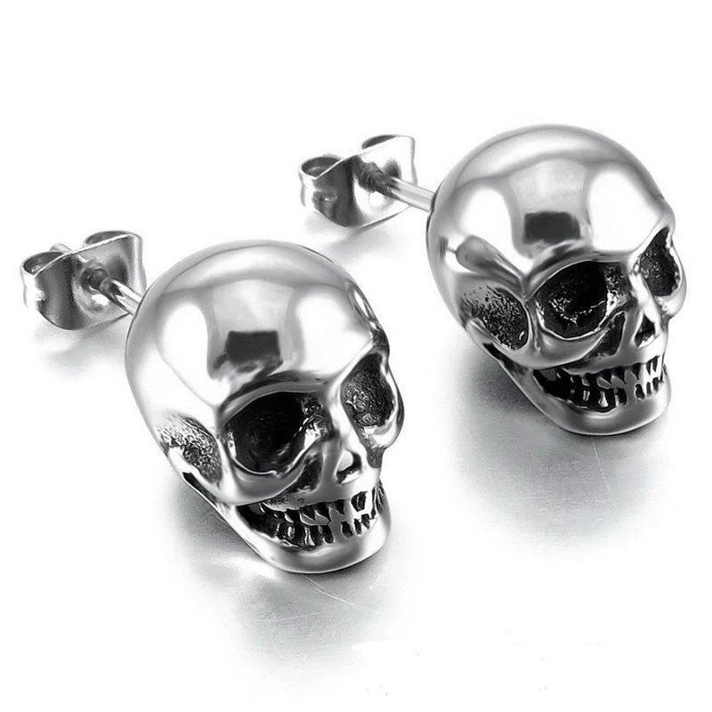 

Skull Bow Earrings Halloween Hip Hop Retro Personality Unisex Ghost Head Earrings