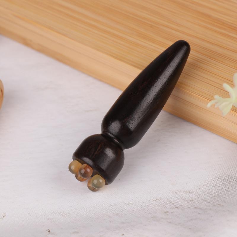 1Pcs Sandalwood Eye Massage Stick Five Beads Lotus Seedpod Face Massage Tools Gua Sha Face Skin Care Massager Reduce Puffiness